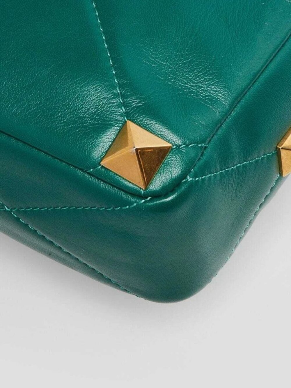 Valentino Jungle Green Nappa Leather Roman Stud Medium Shoulder Bag - Picture 4 of 10